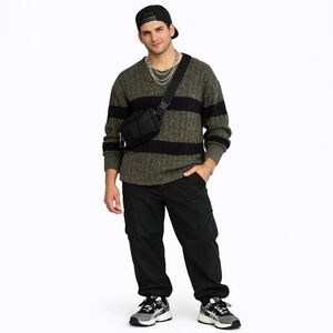 Structure Wool Fisherman's Crewneck Sweater - Men's L